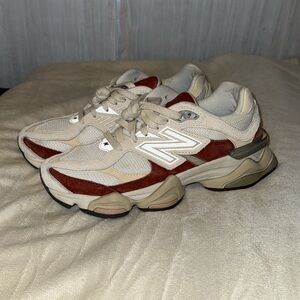 New Balance Cream and Burgundy Sneakers